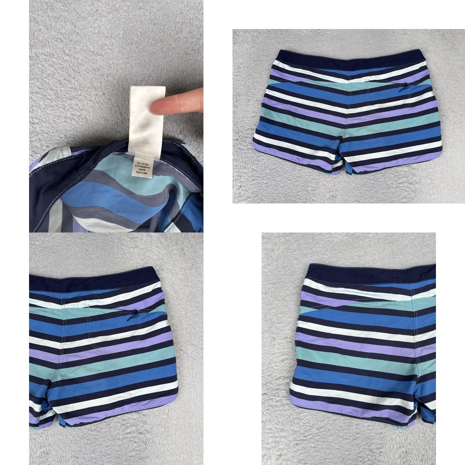 Patagonia Patagonia Board Shorts Womens 16 Blue Purple Striped Drawstring Zip Pocket Swim Bottoms Size 38" / US 16 / IT 52 - 9 Thumbnail