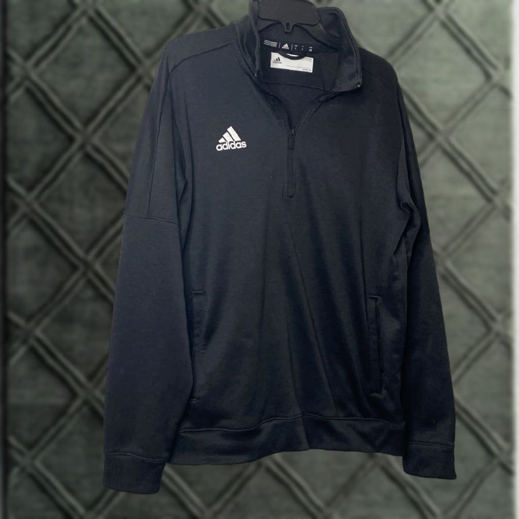 Adidas Adidas Quarter Zip Long Sleeve Mens Large Polyester Light Weight L Black Size US L / EU 52-54 / 3 - 1 Thumbnail
