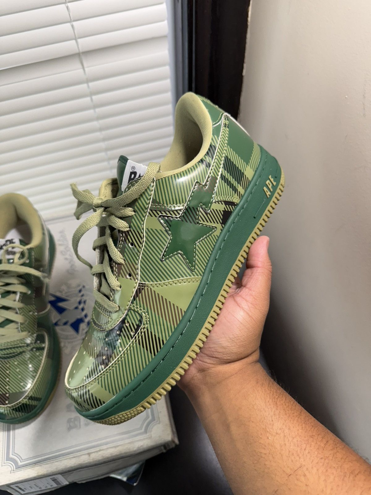 Bape Bapesta Green Check Shoes Size 9 Size US 9 / EU 42 - 3 Thumbnail
