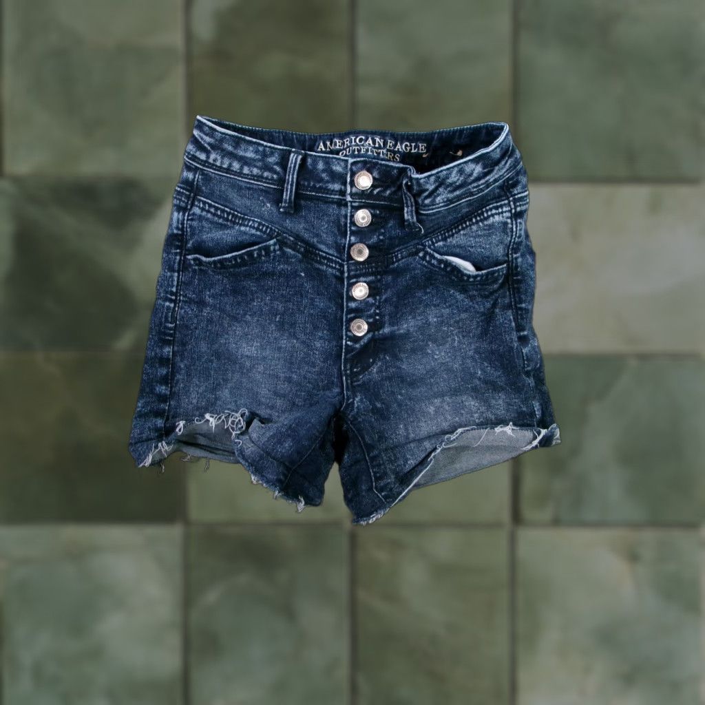American Eagle Outfitters AMERICAN EAGLE Cut Off Shorts Women 0 Blue Distressed High-Rise Daisy Duke 90s Grunge Booty Size 25" / US 0 / IT 36 - 1 Thumbnail