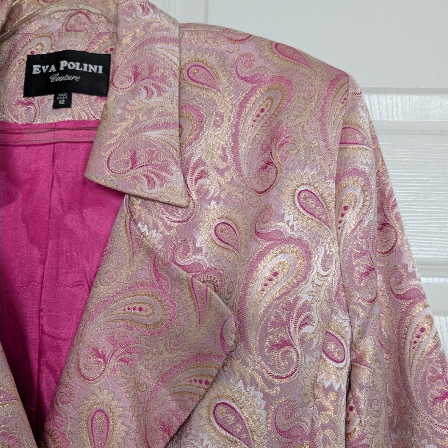 Designer Vintage Eva Polini Couture Paisley Blazer Womens Size 12 Size XL / US 12-14 / IT 48-50 - 2 Thumbnail