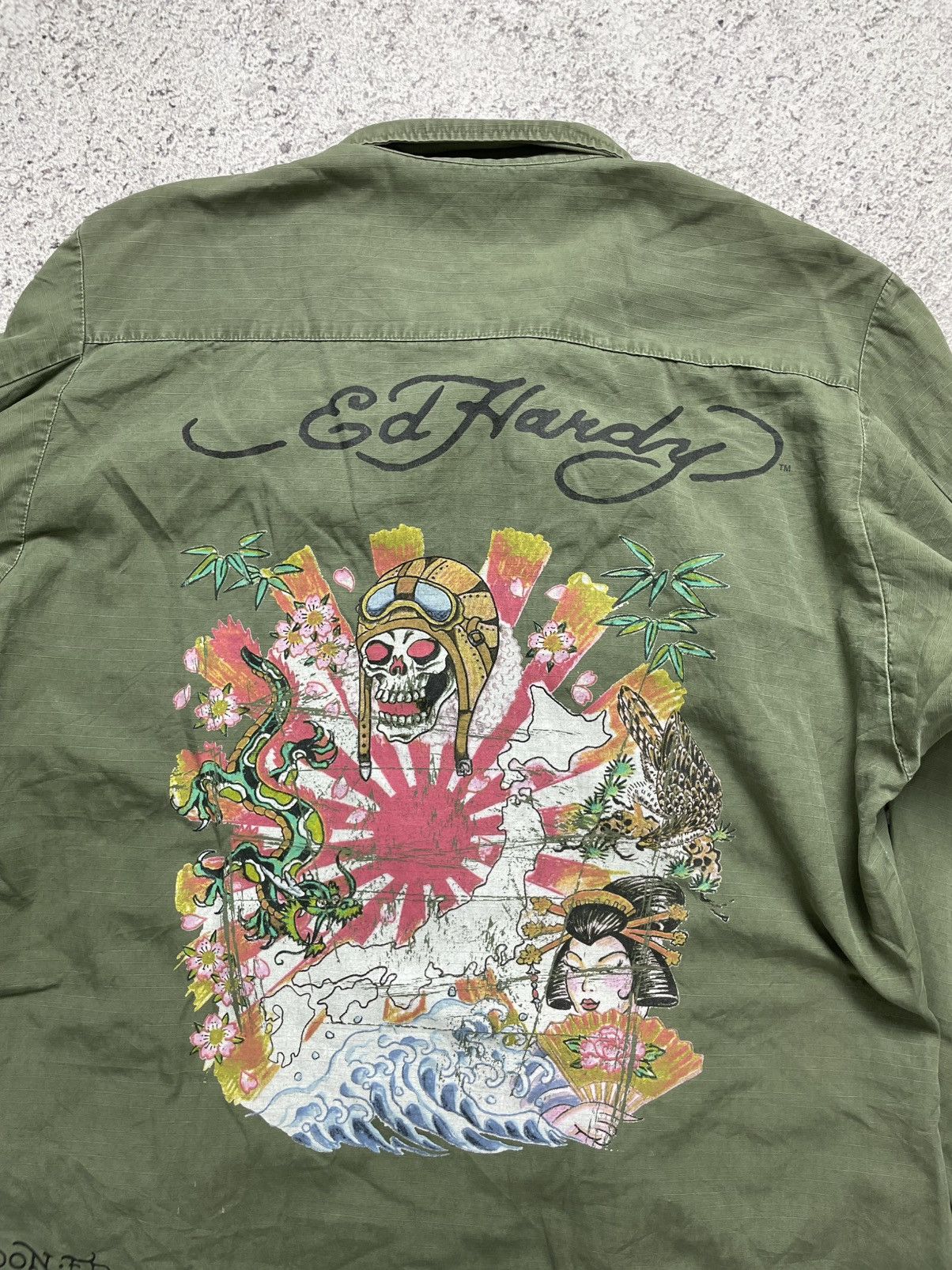 Ed Hardy Vintage US Army Ed Hardy Military Jungle Fatigue Jacket Size US M / EU 48-50 / 2 - 7 Thumbnail