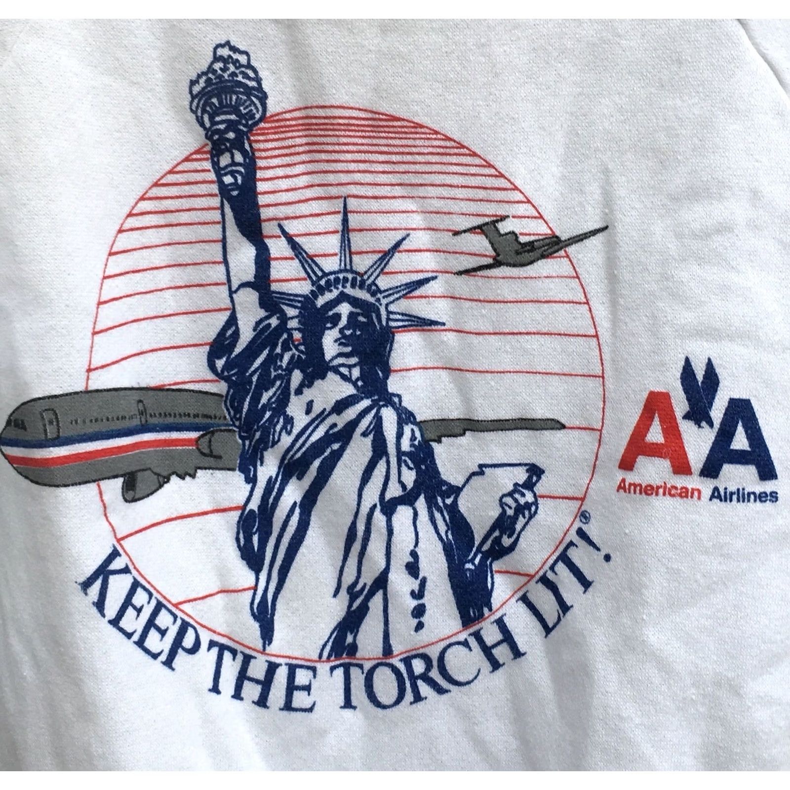 Vintage VINTAGE Pro Knit Sweatshirt Shirt S White Graphic Print USA Transportation Statue Of Liberty 80s 1980s Mens Boys Womens Size US S / EU 44-46 / 1 - 2 Thumbnail