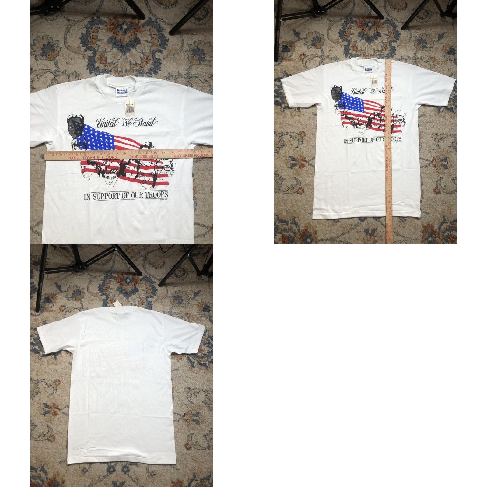 Hanes VINTAGE Hanes Shirt Mens M White United We Stand USA 90s Patriotic Military Crew Neck Short Sleeve Graphic Print Mens Size US M / EU 48-50 / 2 - 8 Thumbnail