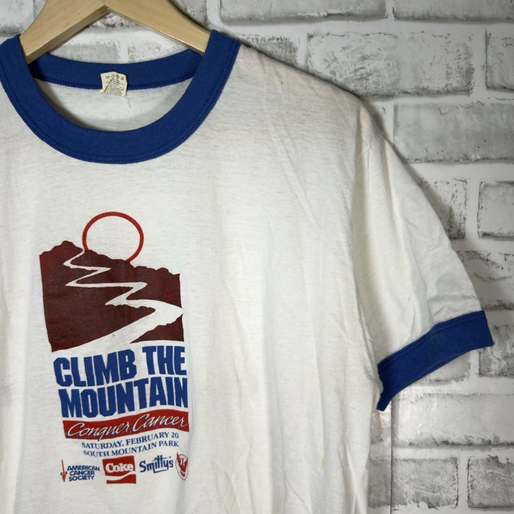 The Mountain VINTAGE The Mountain T-Shirt Men XL White Climb The Mountain USA Graphic Ringer Tee Size ONE SIZE - 2 Thumbnail