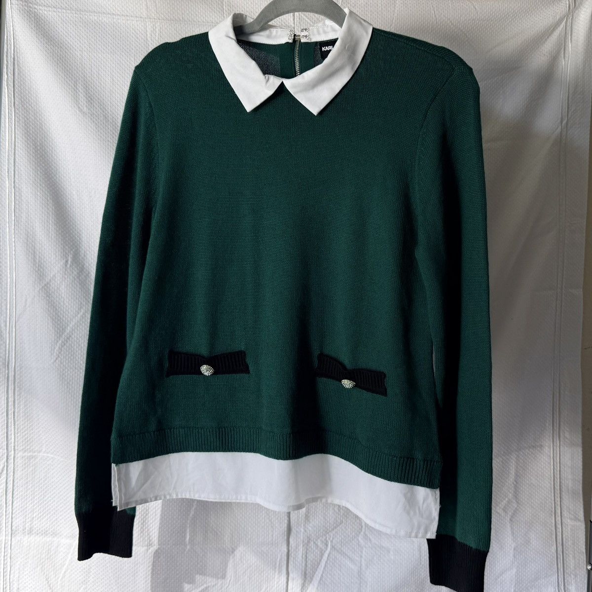 Karl Lagerfeld Karl Lagerfeld Green Sweater with Black Details | Size S Size S / US 4 / IT 40 - 9 Thumbnail