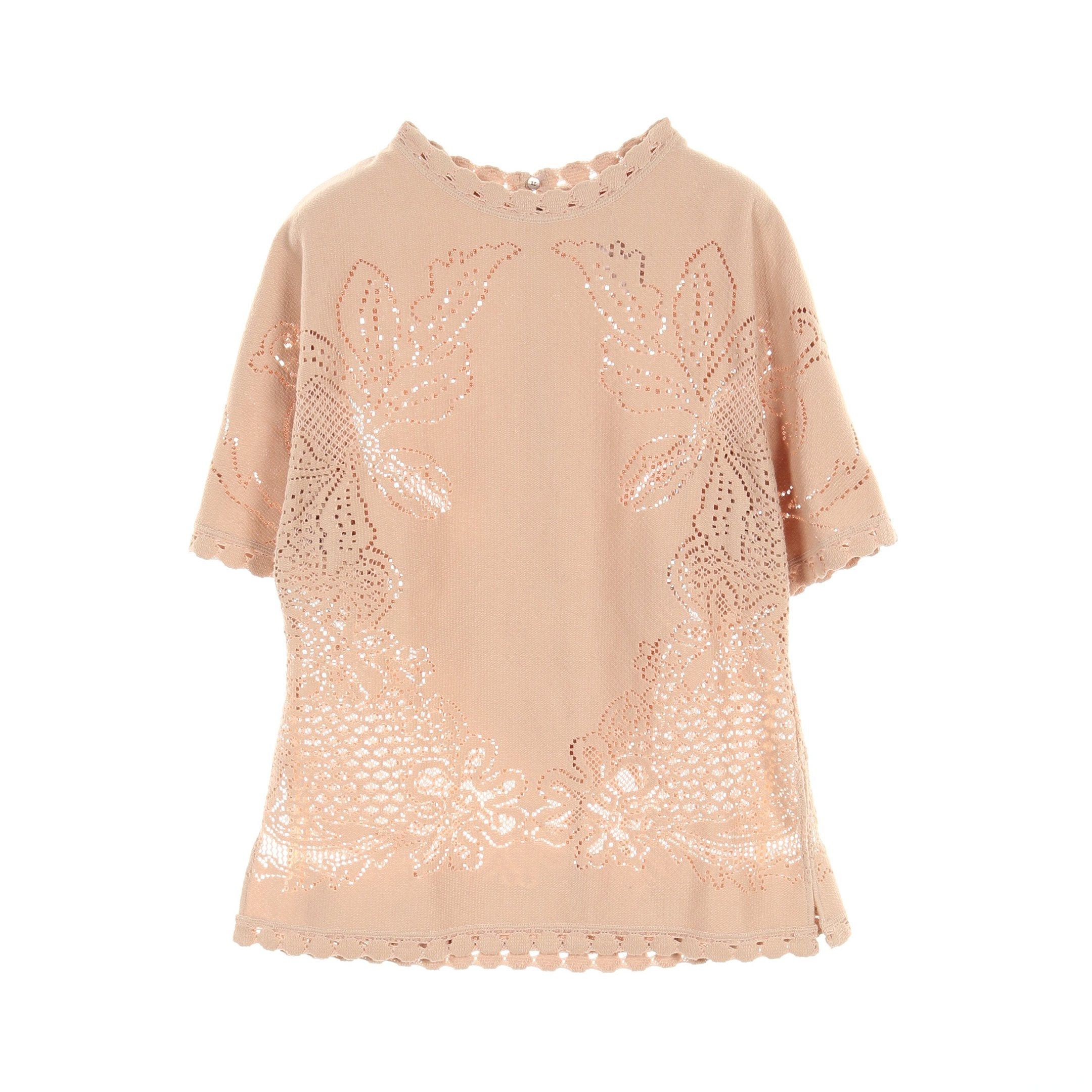 Valentino Valentino Knit Short Sleeve Lace Cotton Beige Size ONE SIZE - 1 Thumbnail