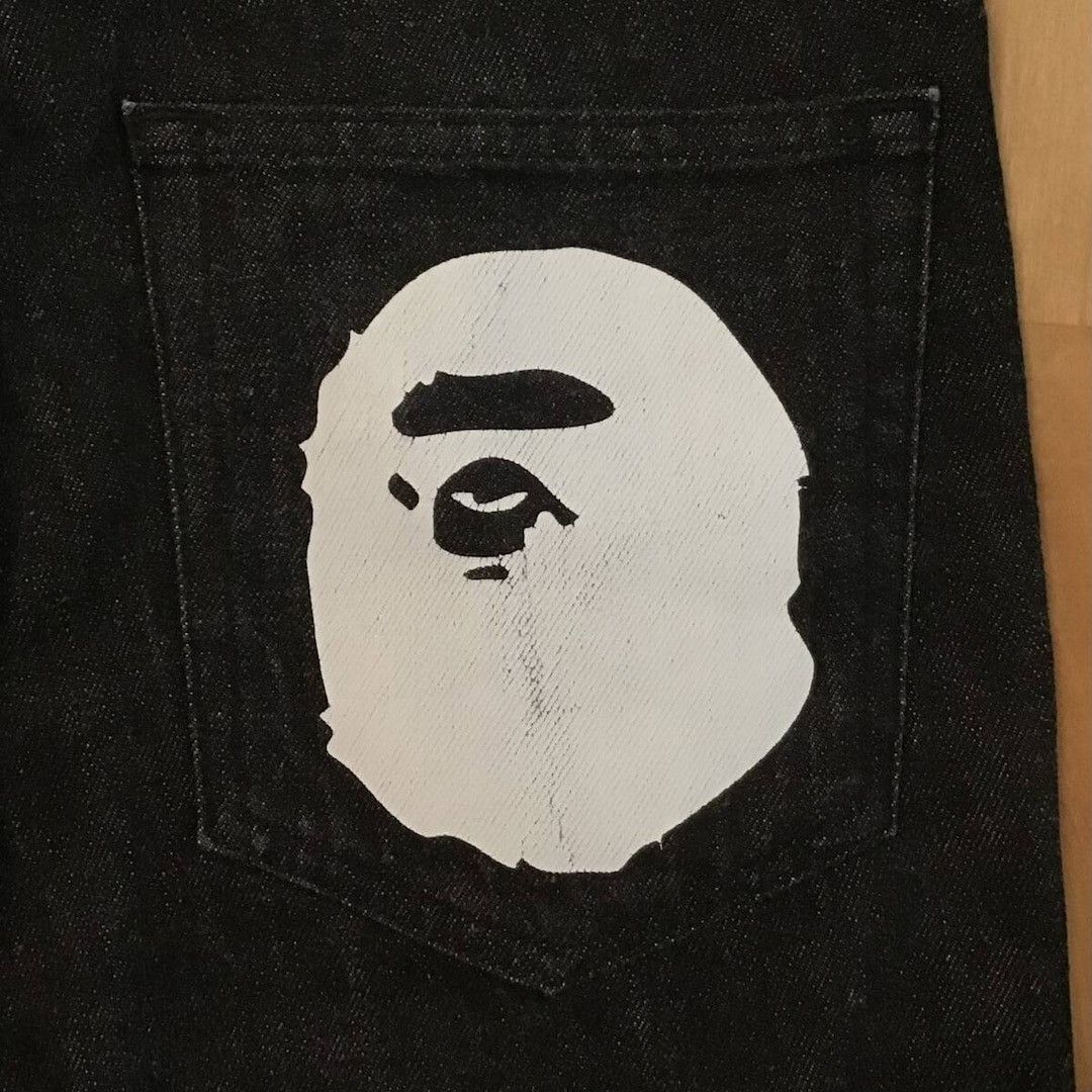 Bape BAPE APE HEAD Logo Slim Fit Black Denim Pants ★size S Size US 30 / EU 46 - 4 Thumbnail