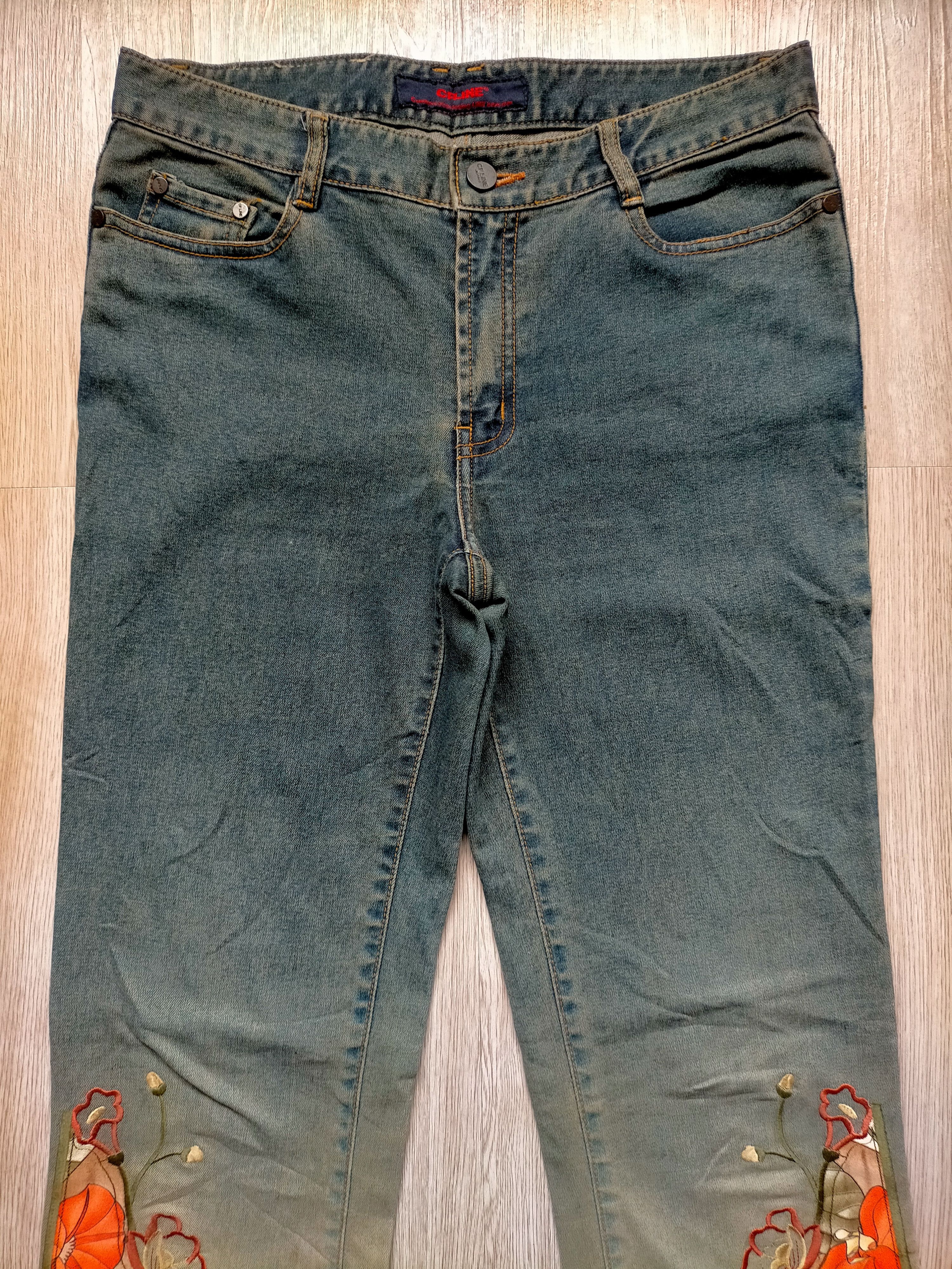 Hysteric Glamour × Japanese Brand Flare Jeans Cf line Embroidered Floral Low rise Stretch Size US 30 / EU 46 - 3 Thumbnail