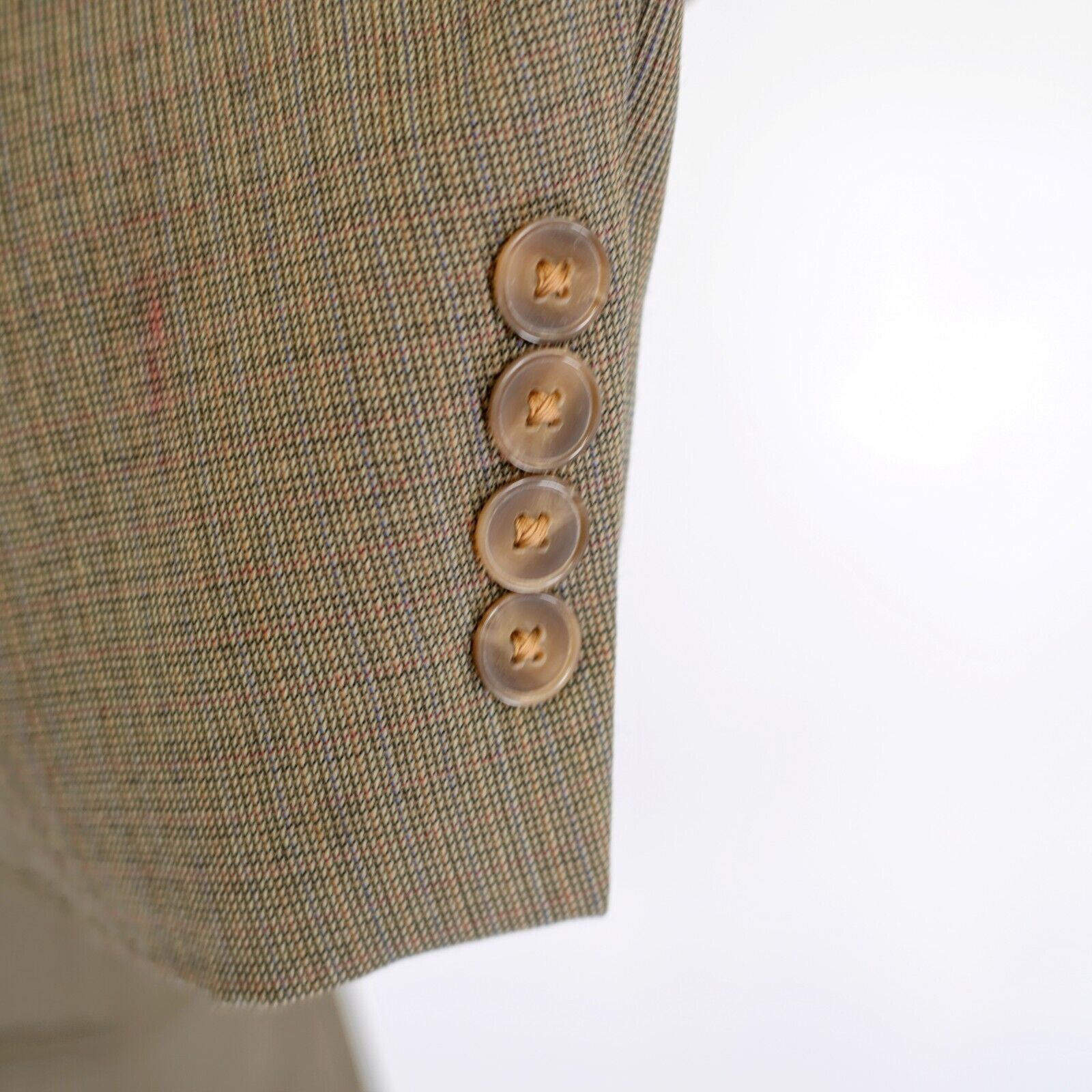 Lands' End DAMAGED Land's End 42L Wool Check Green Tan Red Windowpane S Size 42L - 4 Thumbnail