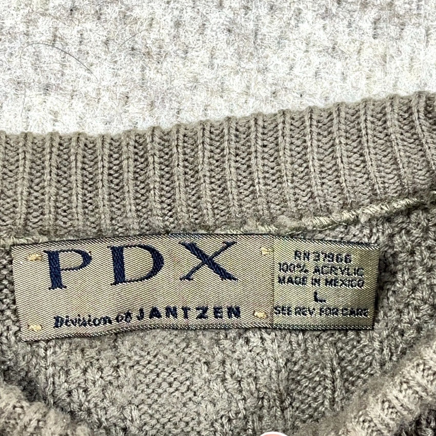 Jantzen VINTAGE Grandpa Sweater Men Large Tan Cable Knit Geometric Crewneck Textured 90s Size US L / EU 52-54 / 3 - 3 Thumbnail