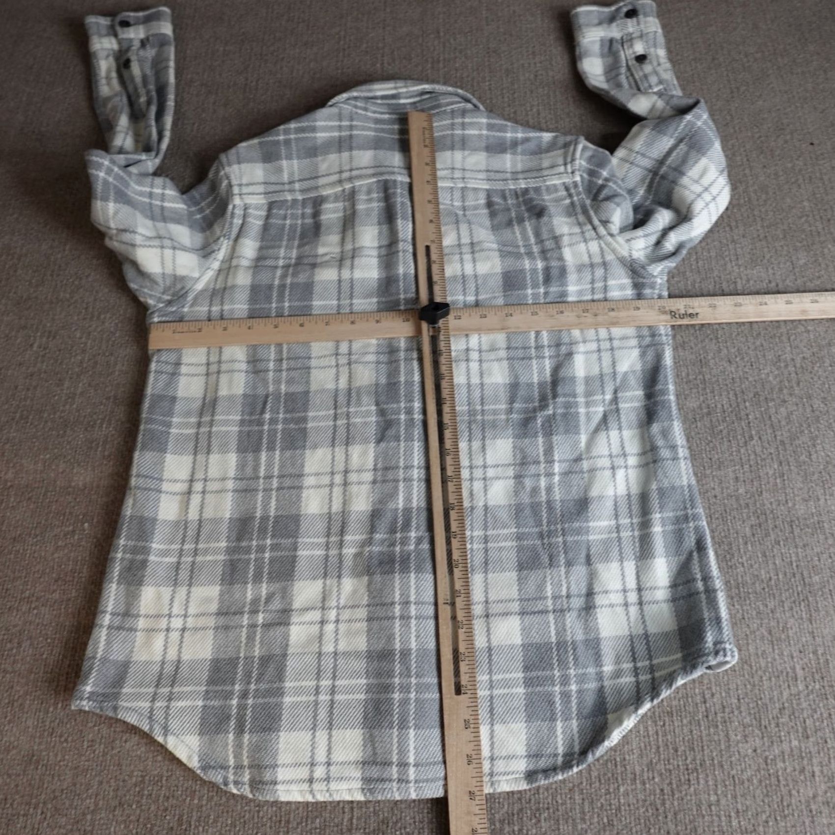 Outerknown Outerknown Womens Shirt XS Gray Flannel Button-Up Plaid Cotton Classic Casual Sleeve Collared Vintage: No/Not Vintage Size XS / US 0-2 / IT 36-38 - 4 Thumbnail