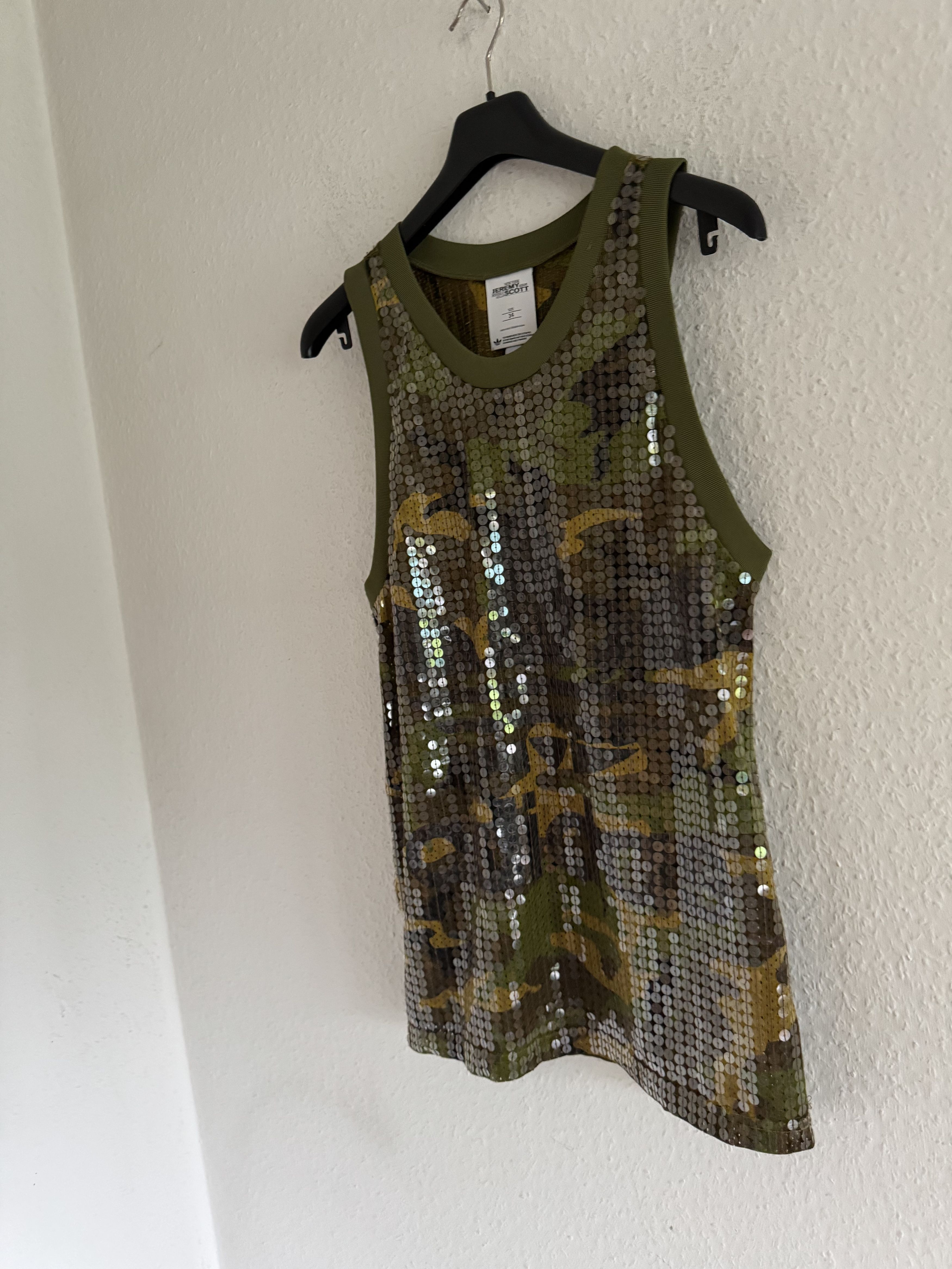 Jeremy Scott Sequin Camo Dress Tank Top Size US L / EU 52-54 / 3 - 2 Thumbnail