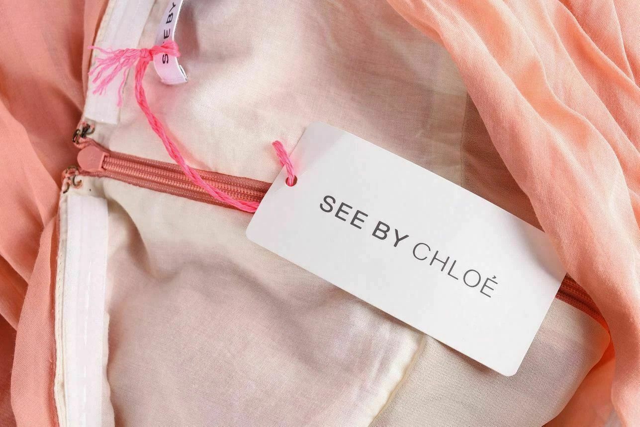 See by Chloe Women's See By Chloe Pleated Strapless Dress Coral Size XS Size XS / US 0-2 / IT 36-38 - 6 Thumbnail