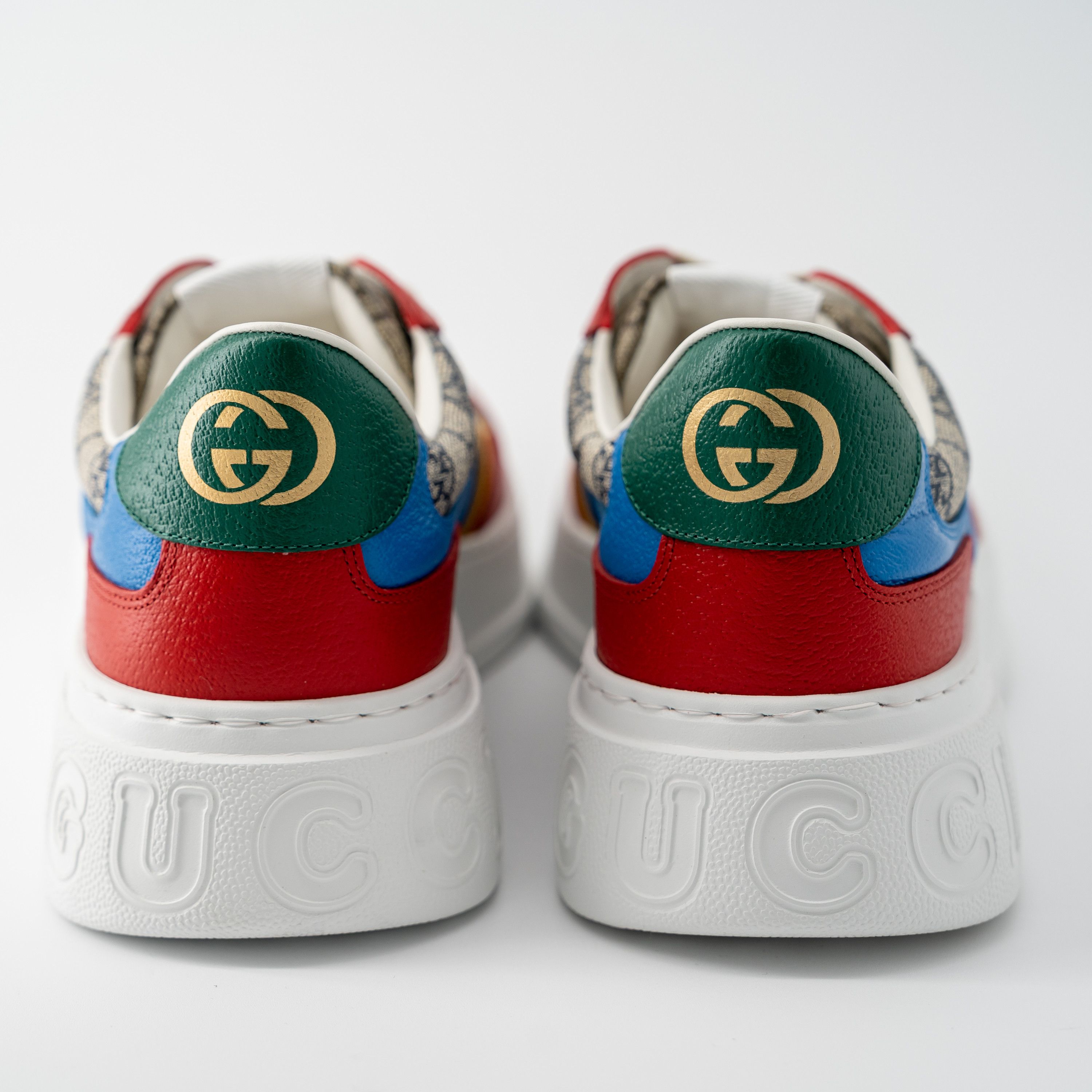 Gucci 12G Gucci GG Supreme Low Top Sneakers Beige Red Blue Green Size US 12.5 / EU 45-46 - 4 Thumbnail