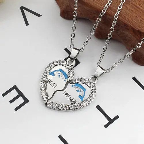 Other 2PCS Dolphin Heart Necklace Size ONE SIZE - 4 Thumbnail
