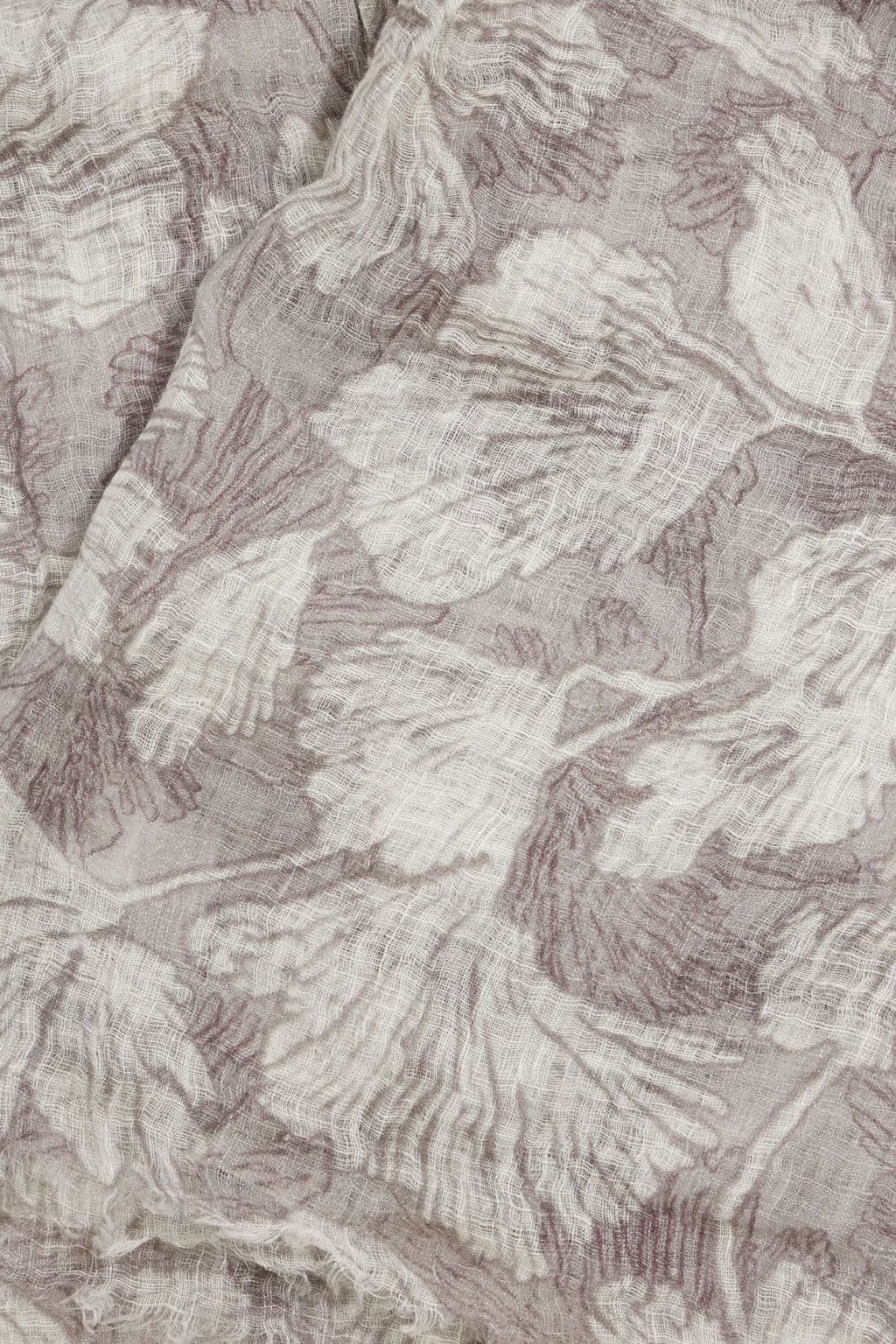 Brunello Cucinelli o1y0725 Size : OS / Floral-print Scarf in Light Gray/White Size ONE SIZE - 2 Thumbnail