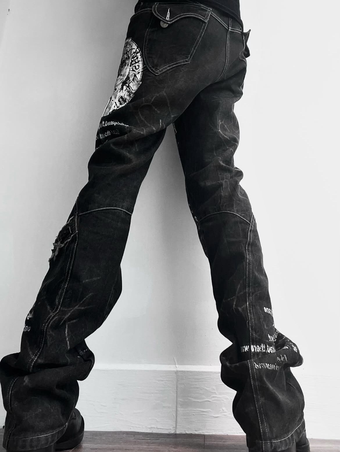 BERNINGS SHO 2000s Berning Sho Avant-Garde Flared Jeans Size US 32 / EU 48 - 4 Thumbnail