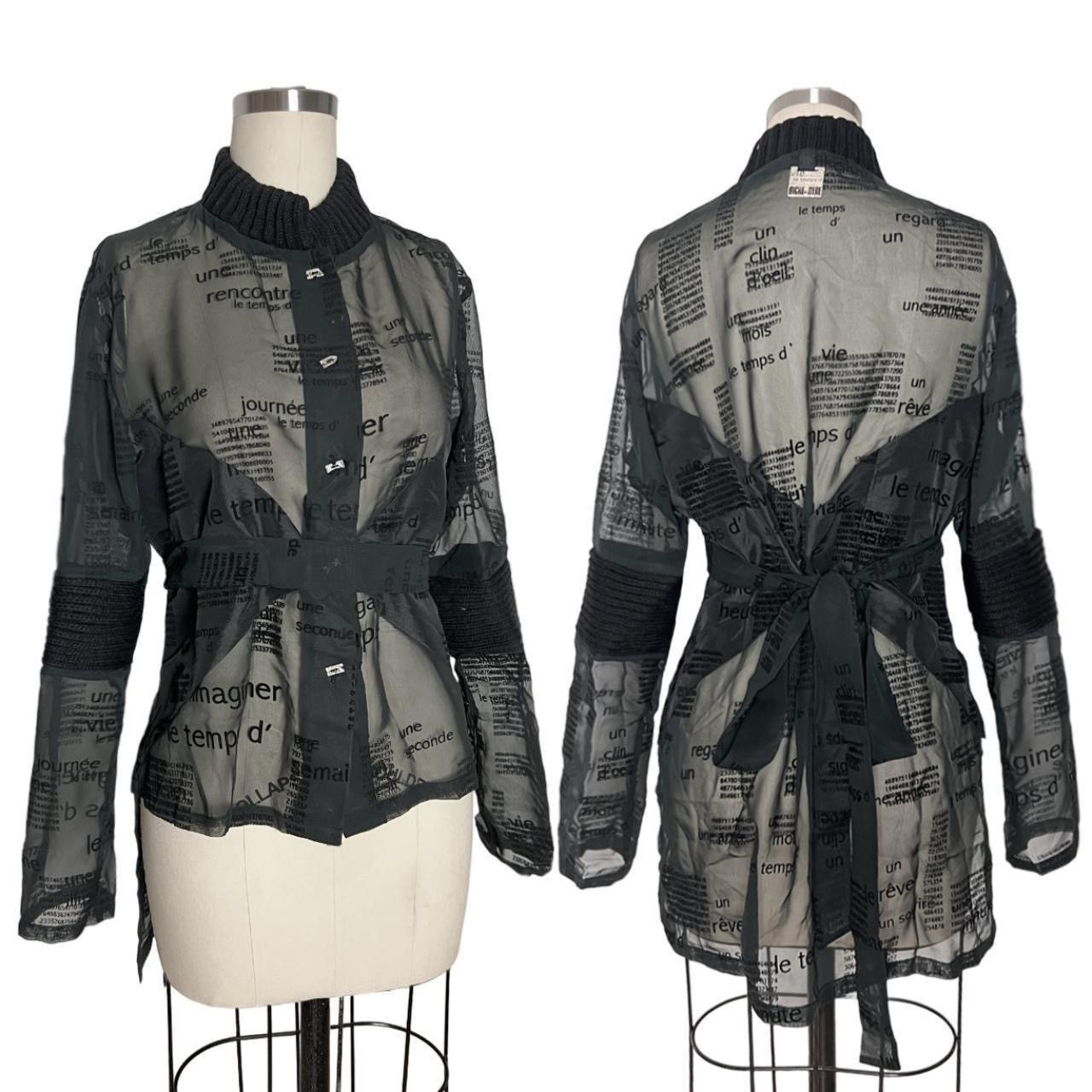 Jean Paul Gaultier NWT Biche De Bere High Low Flock Text Mesh Blouse Size US S / EU 44-46 / 1 - 1 Thumbnail