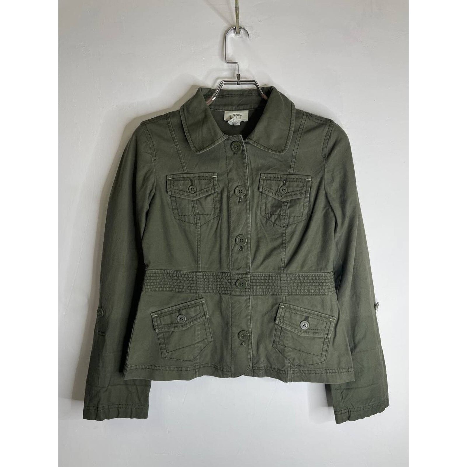 Loft × Vintage Vintage Ann Taylor LOFT Military Style Green Jacket Utility Size S / US 4 / IT 40 - 1 Thumbnail