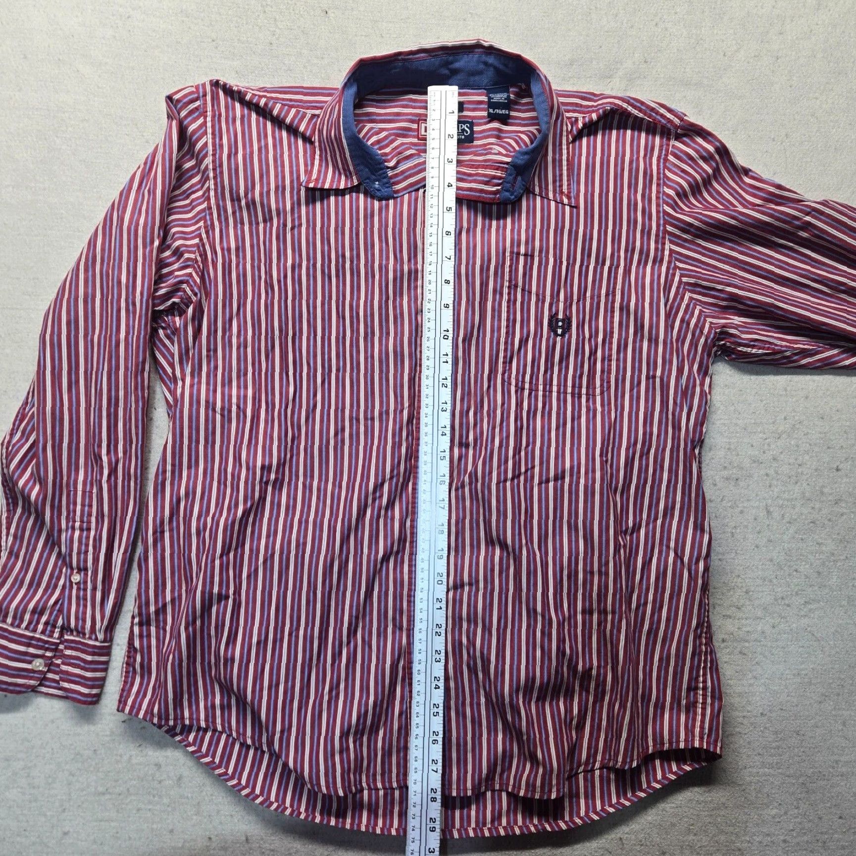 Chaps VINTAGE CHAPS Shirt Men XL Red Striped Button-Up Casual All Seasons Easy Care Long Sleeve Size US XL / EU 56 / 4 - 6 Thumbnail