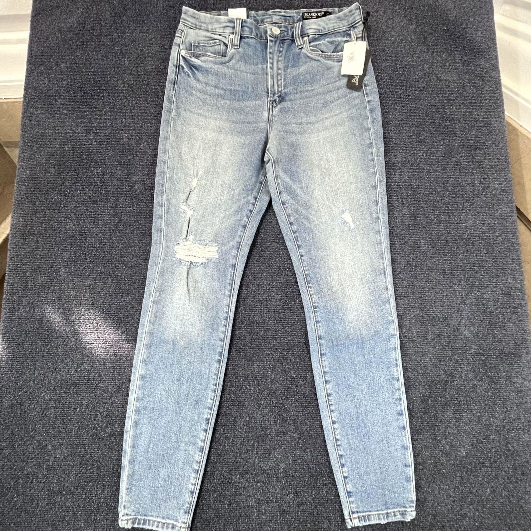 Vintage BLANKNYC Jeans Womens 29 Light Wash Distressed Skinny High Rise Denim Pants NWT Size 29" - 2 Thumbnail
