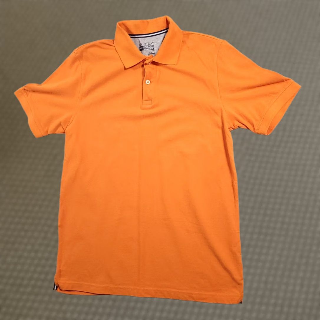 Basic Editions Basic Editions Polo Shirt Mens M Orange Classic Fit Golf Regular Short Sleeve Solid 100% Cotton Vintage No Size US M / EU 48-50 / 2 - 1 Thumbnail