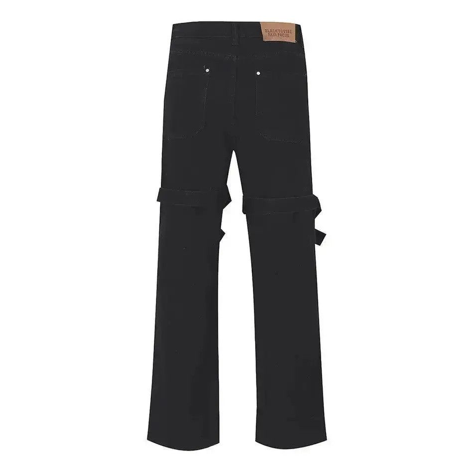 Japanese Brand Y2K Jeans with Pockets Baggy Belt High Loose Trousers Size US 32 / EU 48 - 5 Thumbnail