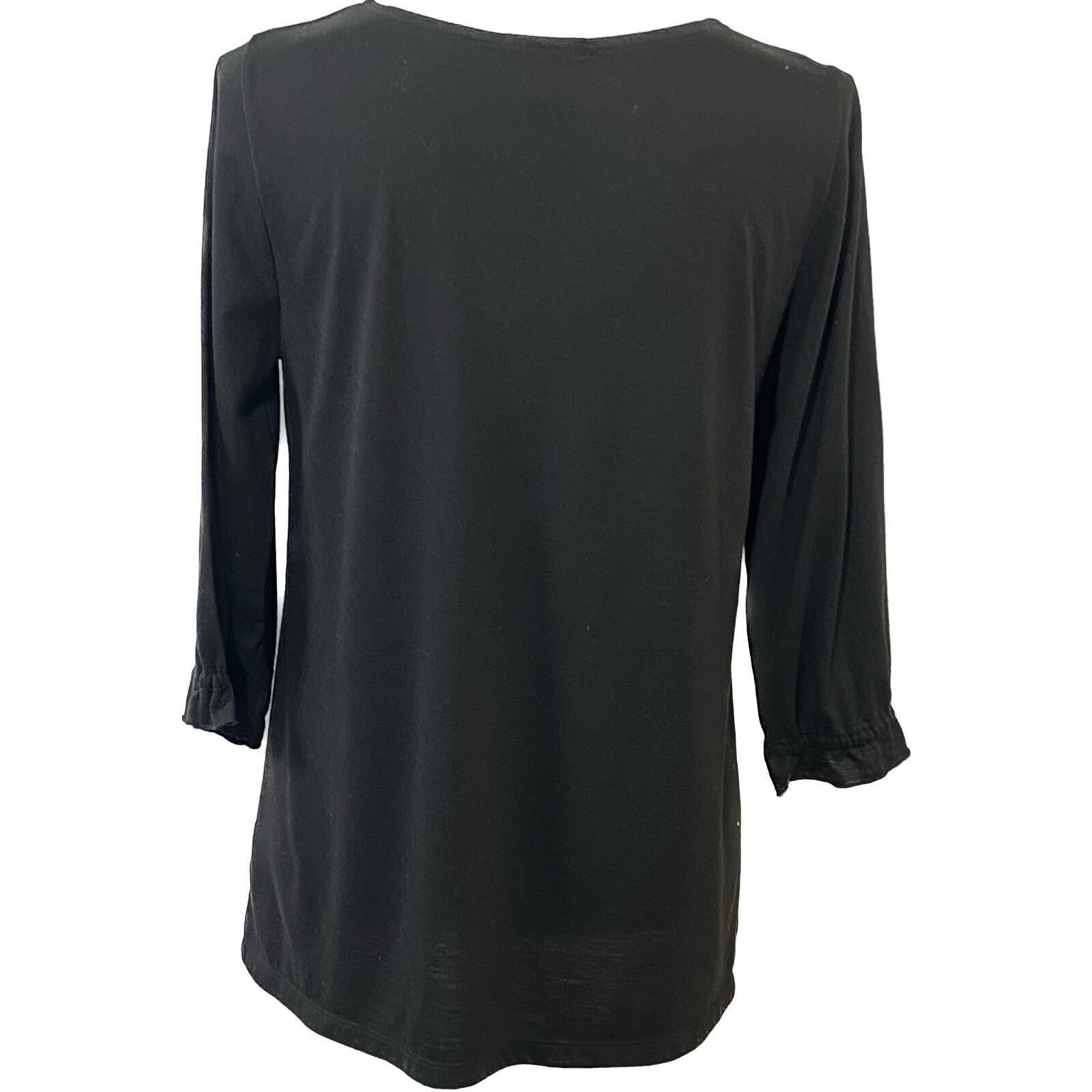 Other Daisy Fuentes Black 3/4 Sleeve Scoop Neck Top Size M Casual Size M / US 6-8 / IT 42-44 - 2 Thumbnail