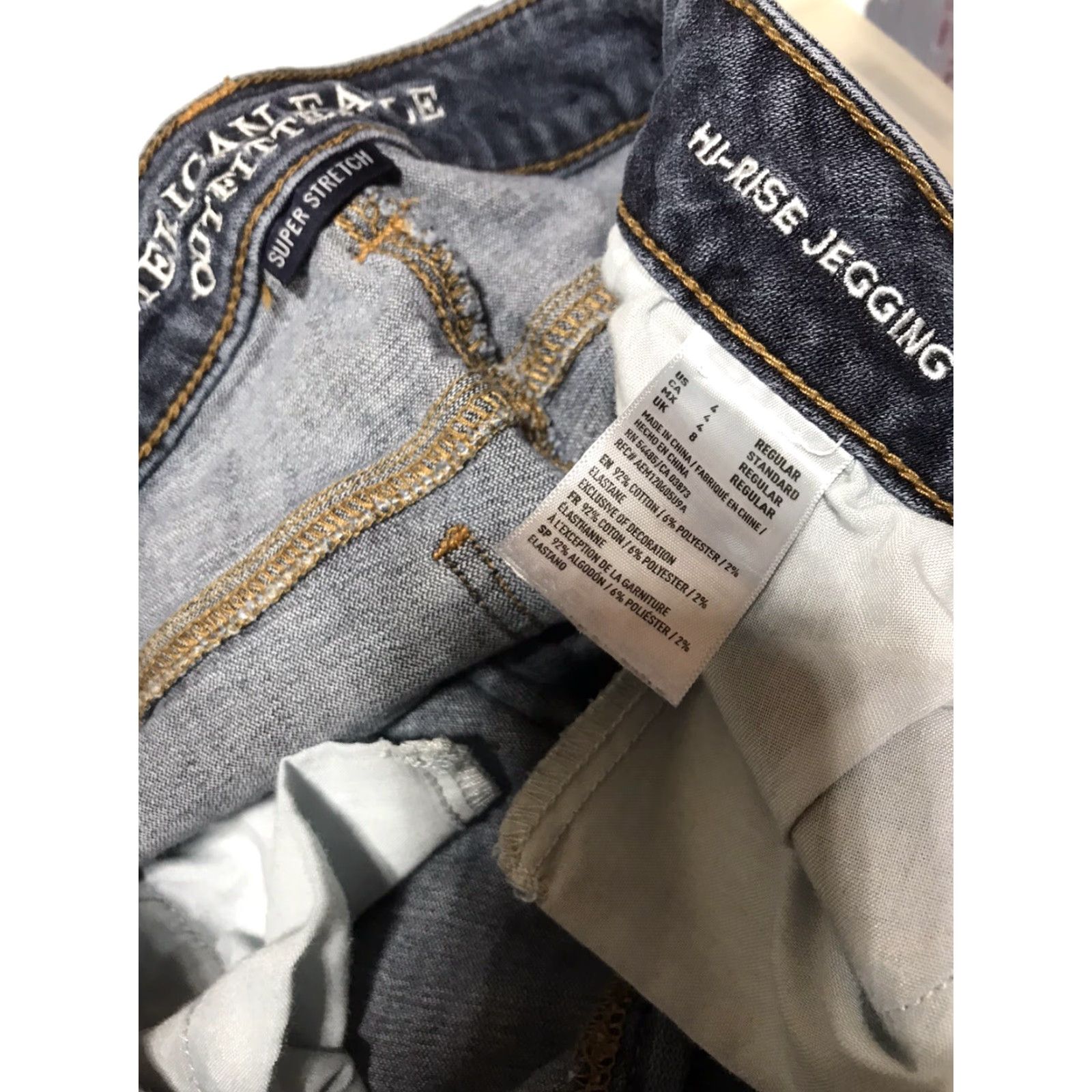 American Eagle Outfitters American Eagle Jeans Distressed Destroyed Hi-Rise Super Stretch Blue Denim Size 4 Reg Womens Size 27" / US 4 / IT 40 - 3 Thumbnail