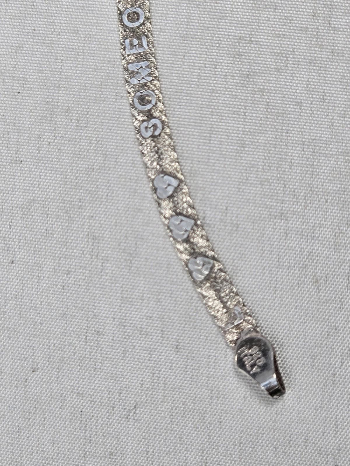 The Unbranded Brand Sterling Silver Herringbone Bracelet Engraved Hearts 7in Size ONE SIZE - 7 Thumbnail