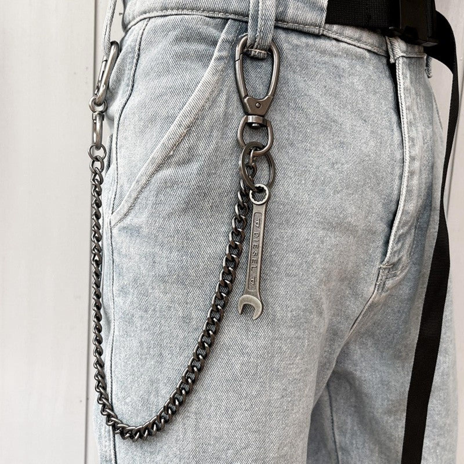 Jewelry Wrench Pendant Chain, Wallet Chain, Biker Punk Accessory in Silver, Men's