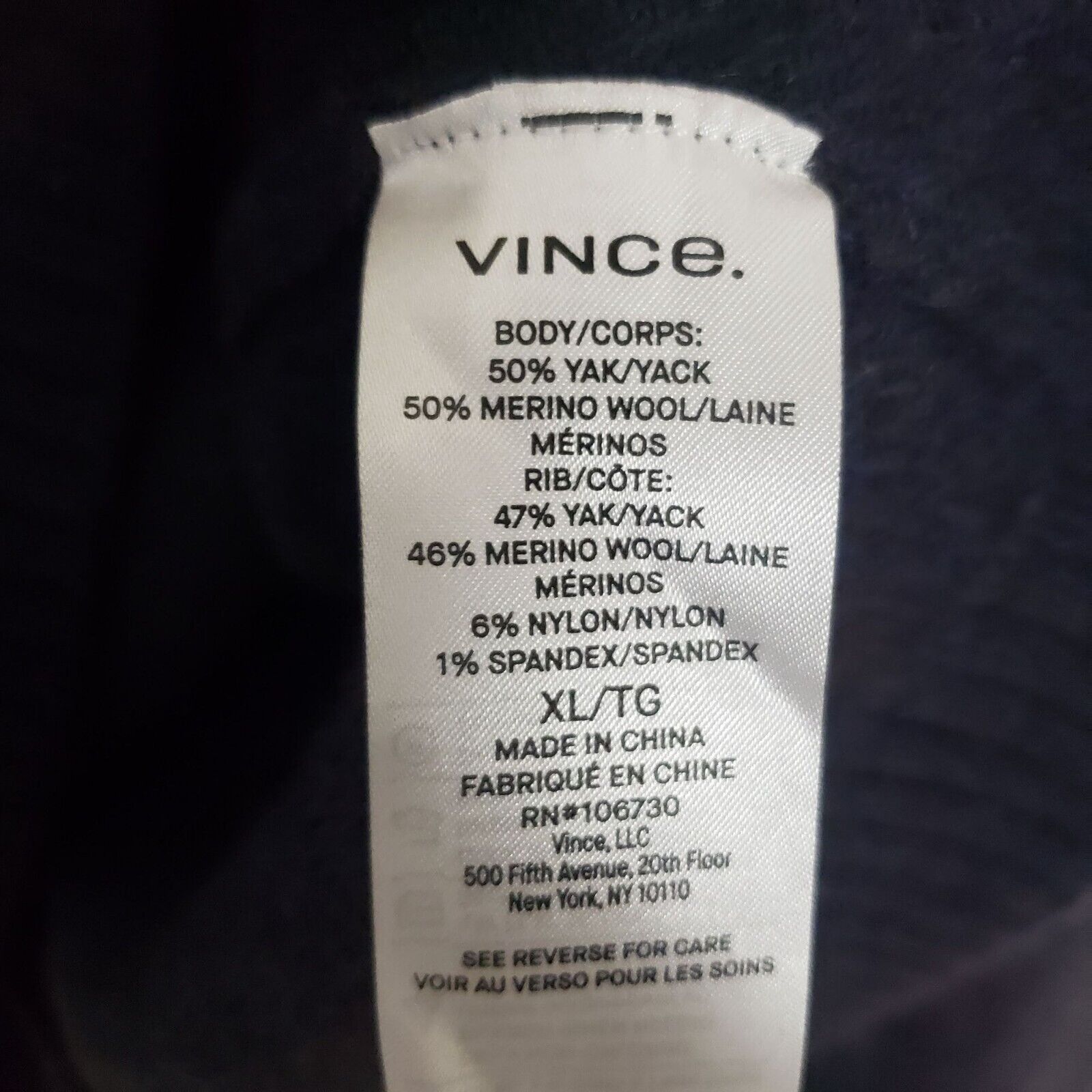 Vince Vince Yak Merino Wool 1/4 Zip Sweater Mens Size XL Blue Knit Size US XL / EU 56 / 4 - 4 Thumbnail
