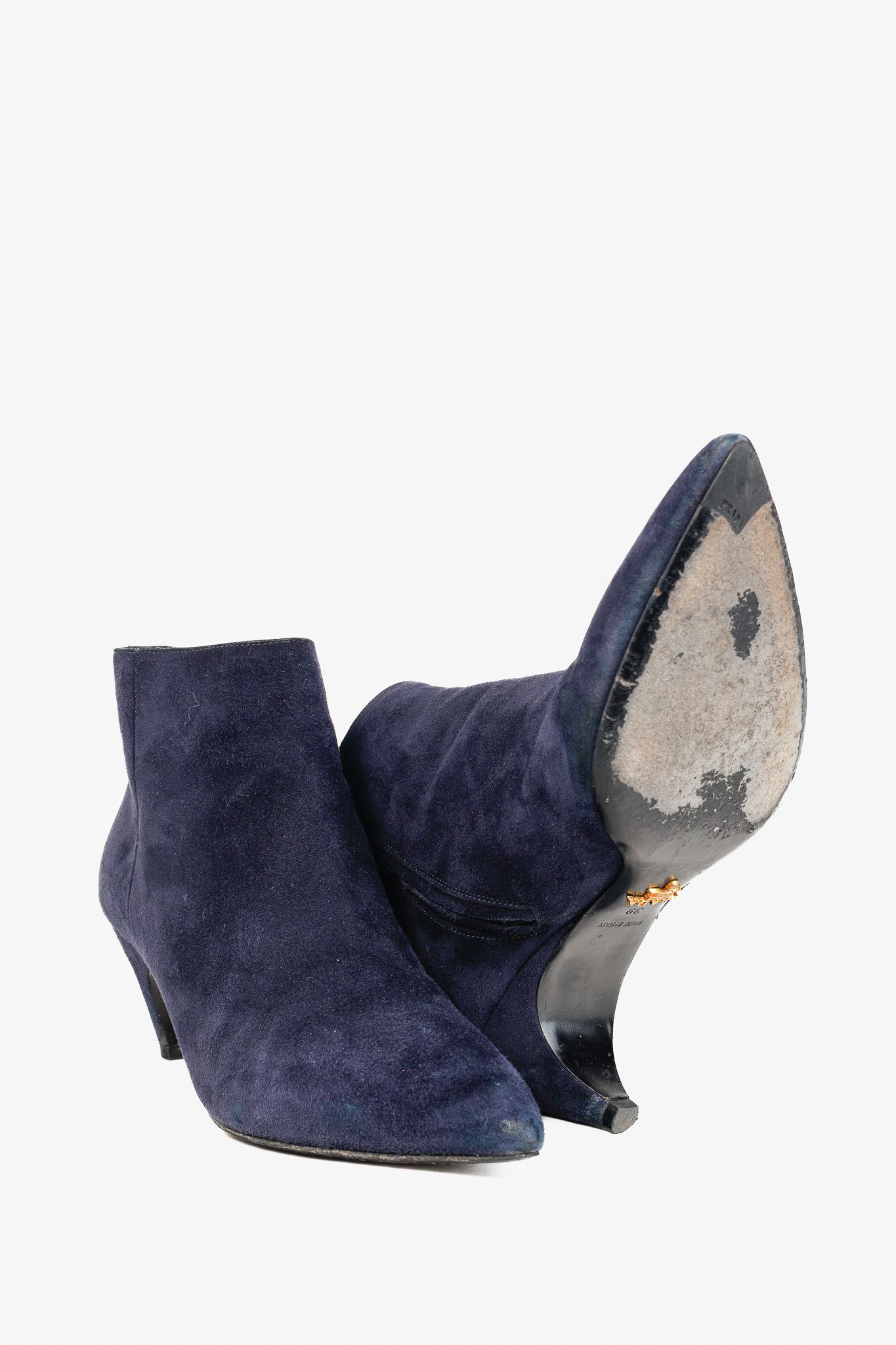 Prada Prada Blue Suede Tapered Heel Booties Size US 8 / IT 38 - 4 Thumbnail