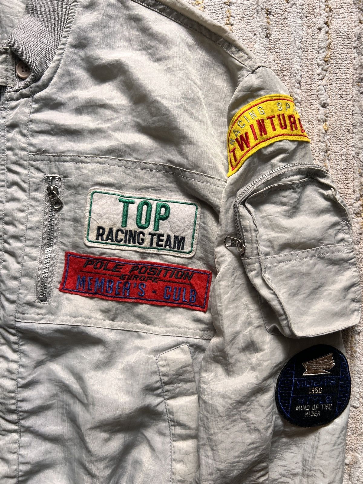 Vintage Vtg Pole Position Top Light Bomber Race Jacket Size US L / EU 52-54 / 3 - 2 Thumbnail