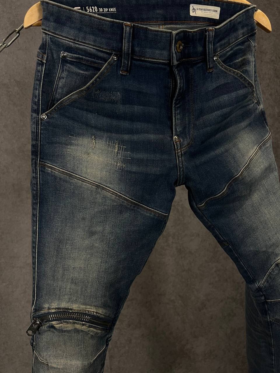 G-Star G Star Raw biker distressed denim jeans Size US 30 / EU 46 - 3 Thumbnail