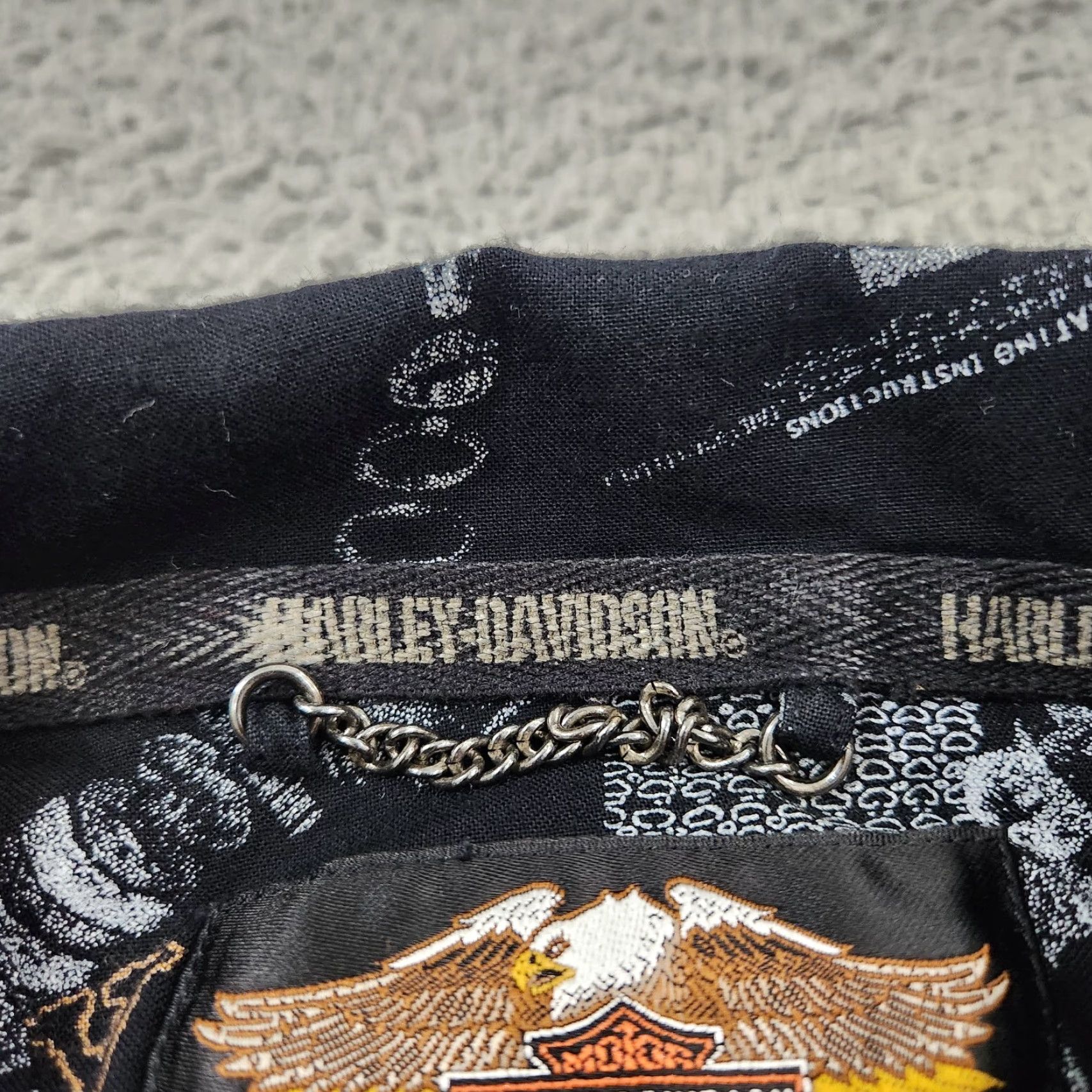 VINTAGE Harley-Davidson Shirt Men XL Black Garage All Over Print Rayon 90s Biker