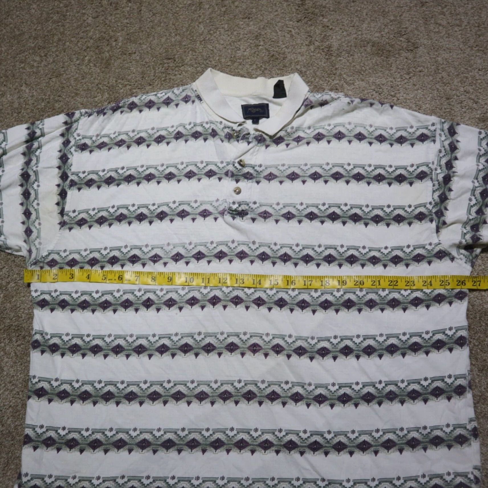 Roper VINTAGE Roper Western Aztec Button-Up Shirt Adult Men XL Short Sleeve White Geometric 90s Size US XL / EU 56 / 4 - 6 Thumbnail