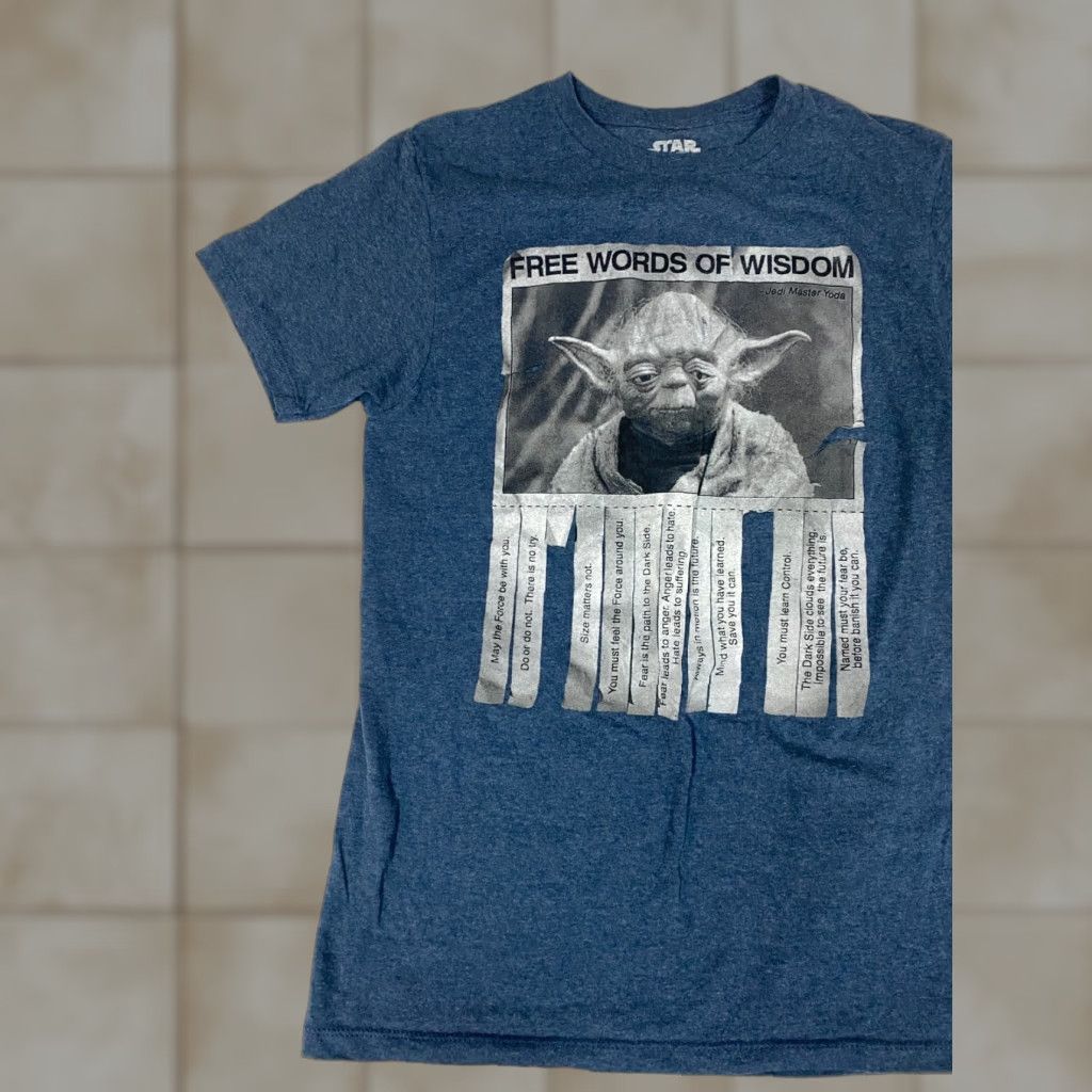 Star Wars Star Wars Shirt Mens Small Blue Yoda Crew Neck Short Sleeve Cotton Knit Logo 90s University Breathing Good Condition Size US S / EU 44-46 / 1 - 1 Thumbnail
