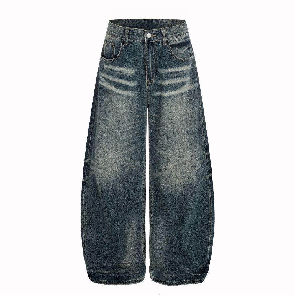 Vintage American-style loose men's punk distressed curved jeans Size US 32 / EU 48 - 1 Thumbnail