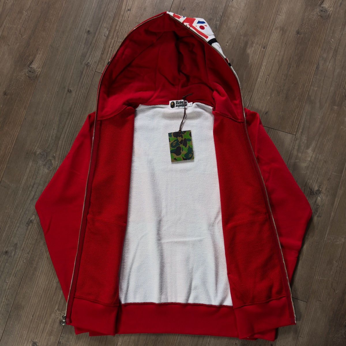 Bape Bape London Union Jack Shark Full Zip Hoodie Red 2020 Size US L / EU 52-54 / 3 - 9 Thumbnail