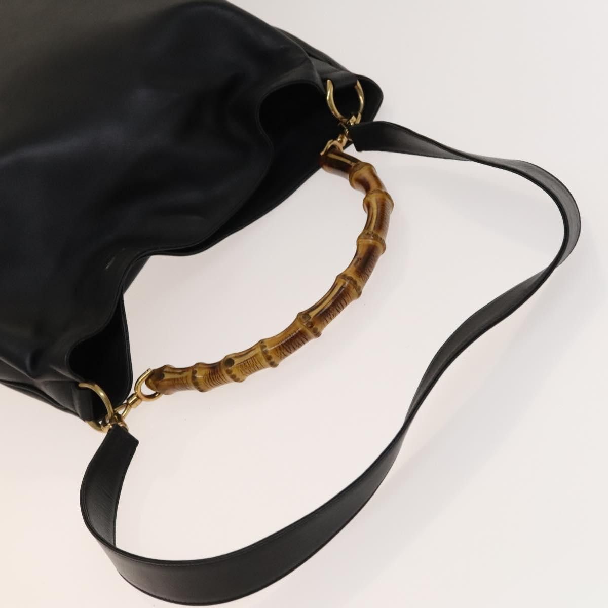 Gucci GUCCI Bamboo Shoulder Bag Leather Black Gold 001 1998 001 Size ONE SIZE - 7 Thumbnail