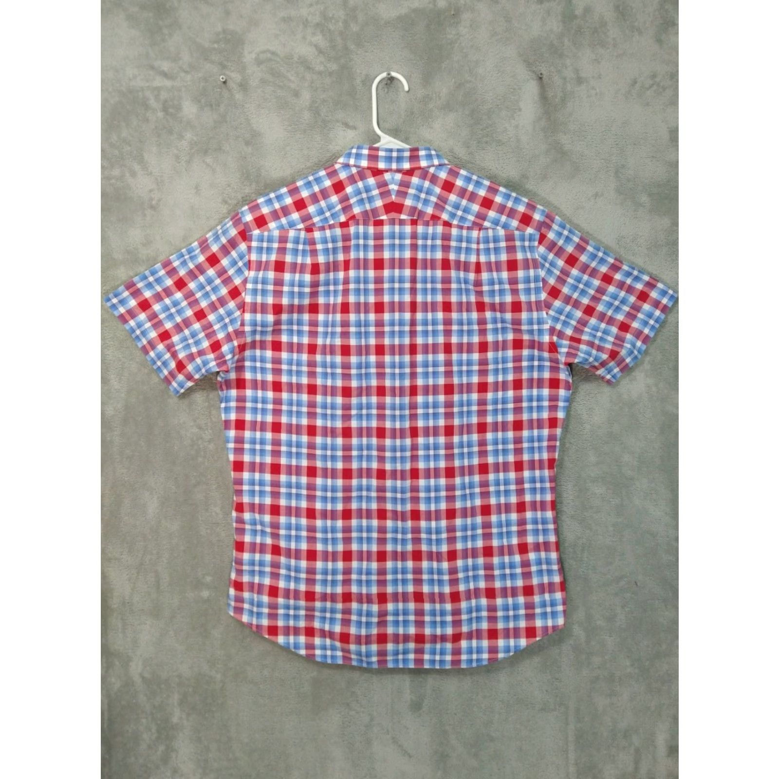 Charles Tyrwhitt CHARLES TYRWHITT Slim Fit Button-Up Shirt Mens Large Blue Red Plaid Short Sleeve Cotton Classic Preppy Size US L / EU 52-54 / 3 - 2 Thumbnail