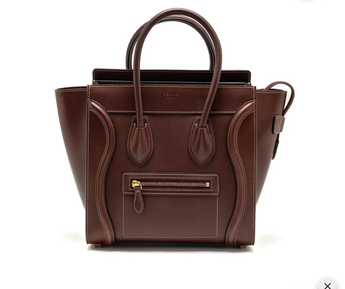 Celine CELINE MICRO LUGGAGE BAG CALFSKIN BURGUNDY GHW Size ONE SIZE - 1 Thumbnail