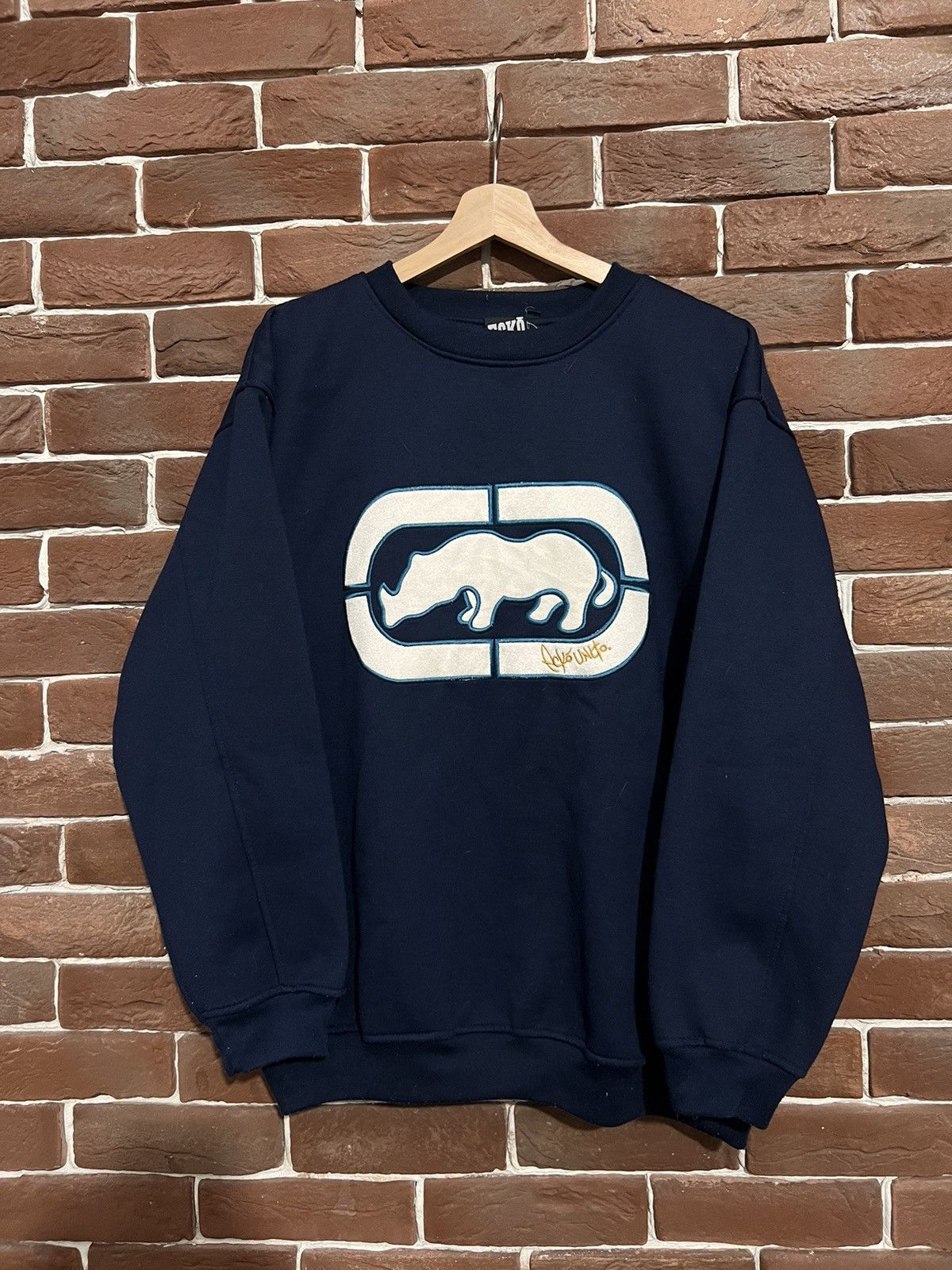 image of Ecko Unltd Vintage Rap Big Logo Navy L Cw Hoodie Streetwear, Men's (Size Large)