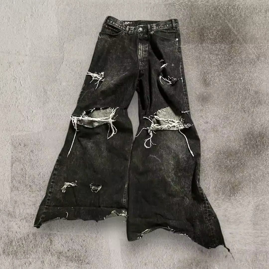 Japanese Brand × Vintage Y2k Hiphop Ripped baggy jeans Size US 33 - 2 Thumbnail