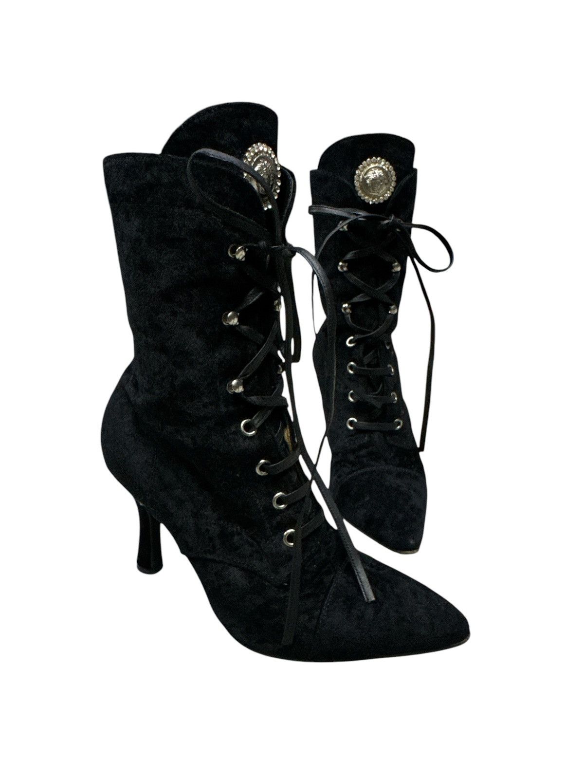 Other VINTAGE GIANNI VERSACE VELVET MEDUSA HEAD ANKLE BOOTS Size US 6.5 / IT 36.5 - 1 Thumbnail