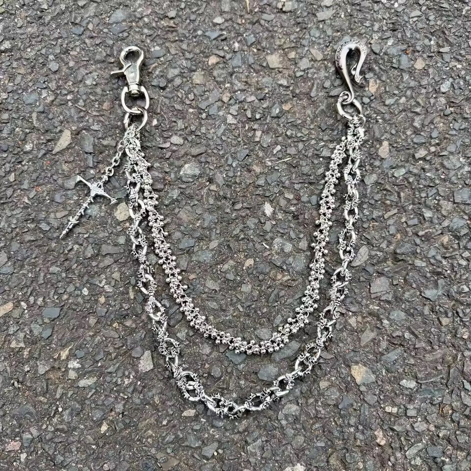 Jewelry Gothic Skull & Ball Link Multi-Layer Wallet Chain Size ONE SIZE - 1 Thumbnail