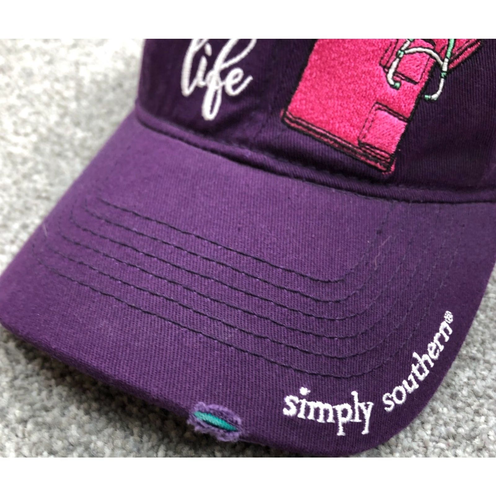 Alife Simply Southern Hat Cap Strap Back Purple Twill Nurse Ladies Womens Adjustable 100% Cotton Twill Embroidered Baseball Cap Size ONE SIZE - 2 Thumbnail