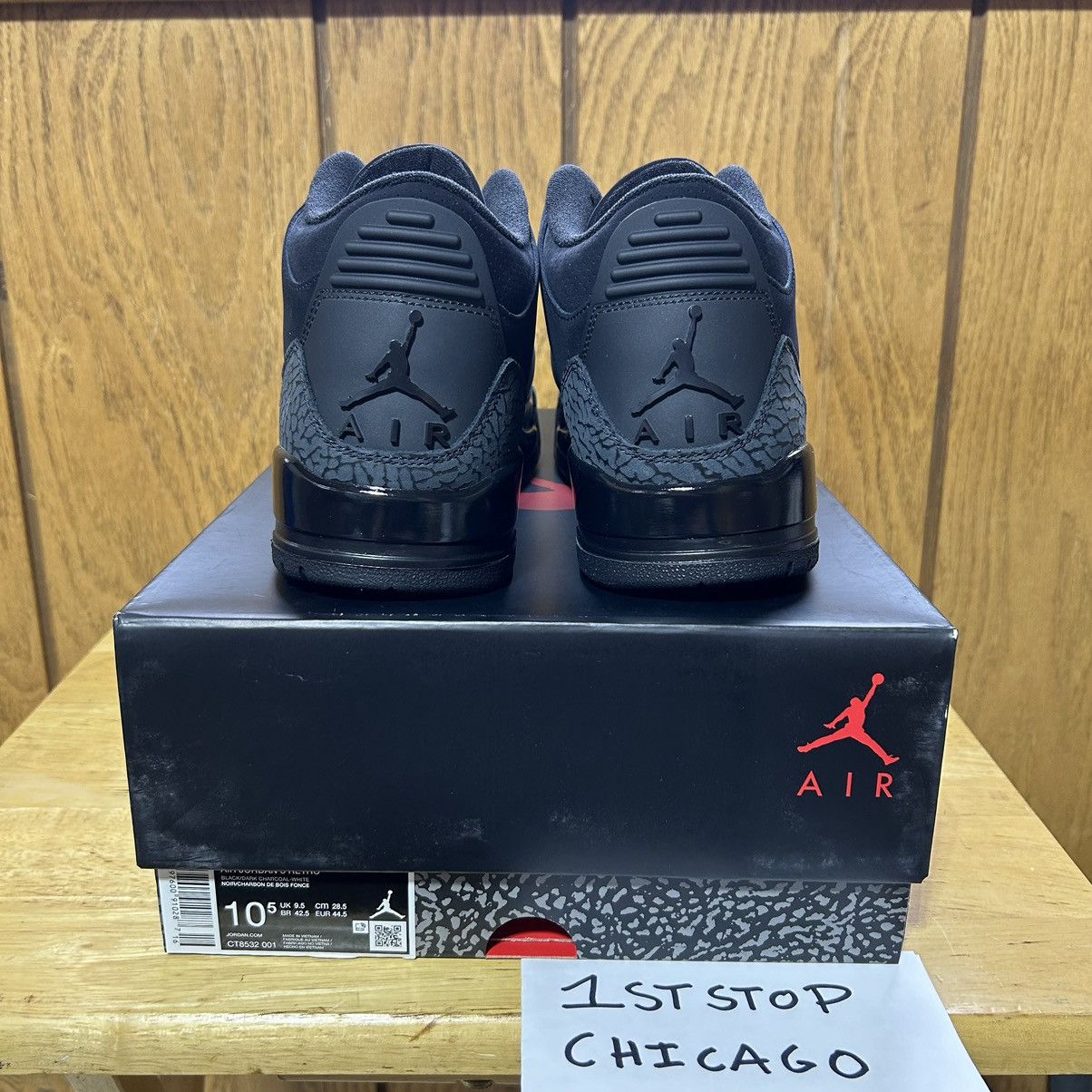 Designer × Jordan Brand × Nike Air Jordan 3 Retro Black Cat 2025 CT8532-001 Men’s 10.5 NEW Size US 10.5 / EU 43-44 - 3 Thumbnail